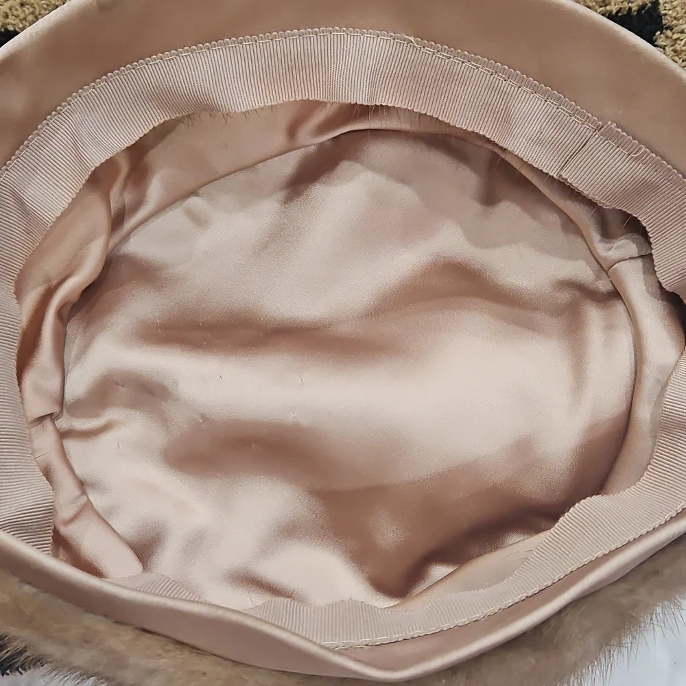 VINTAGE MINK FUR TAUPE AND MUTED BLUSH‎ MINK PILL BOX HAT - Picture 7 of 11